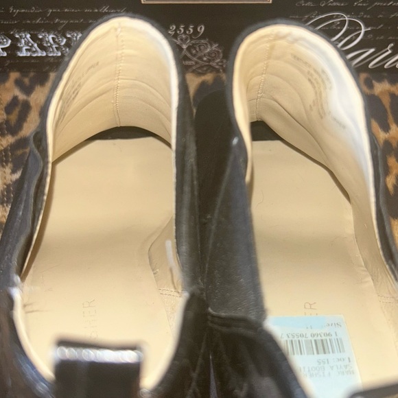 Marc Fisher Black Suede Leather Croc Reptile Open Toe Ankle Booties - Picture 12 of 14